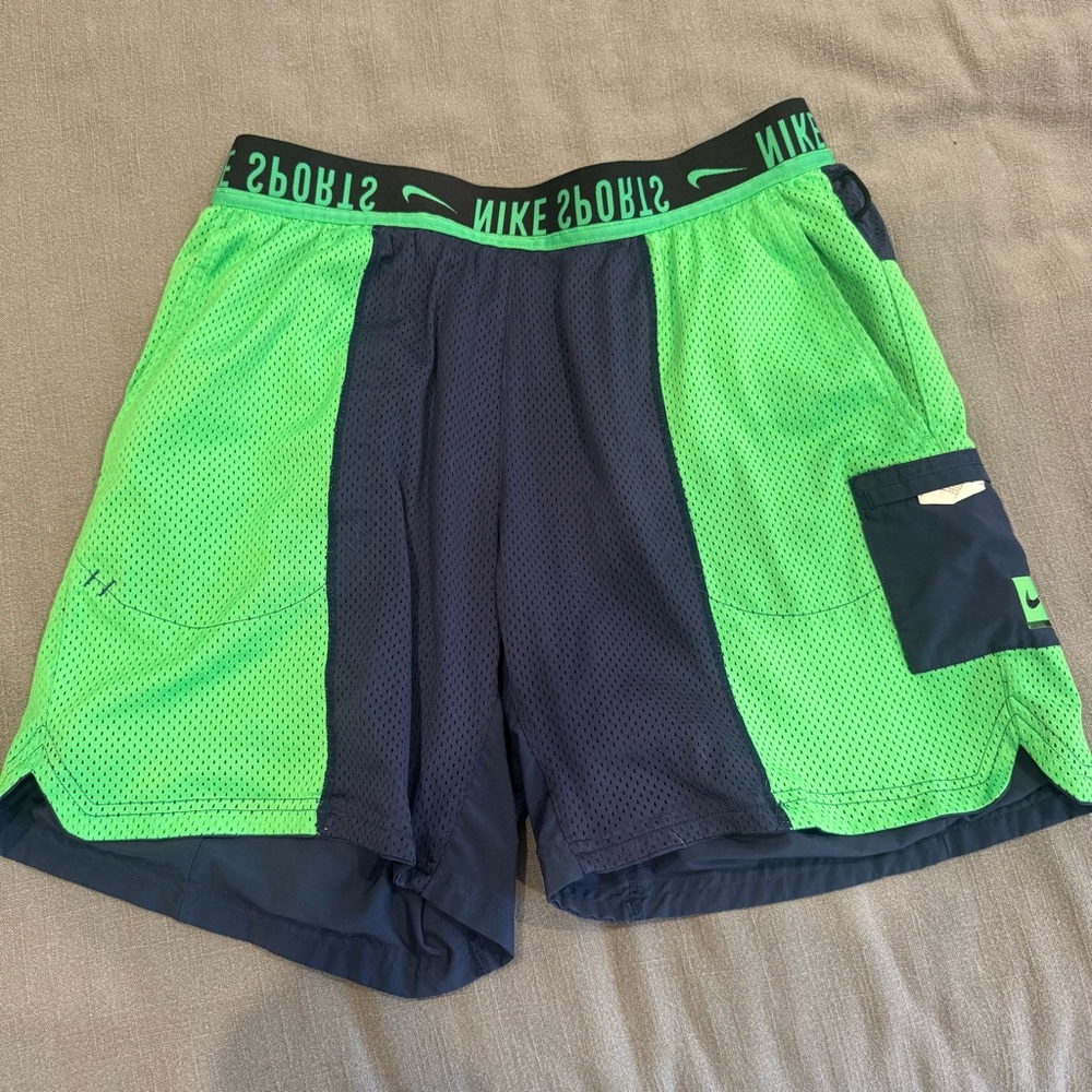 Nike Green and Navy Athletic Shorts